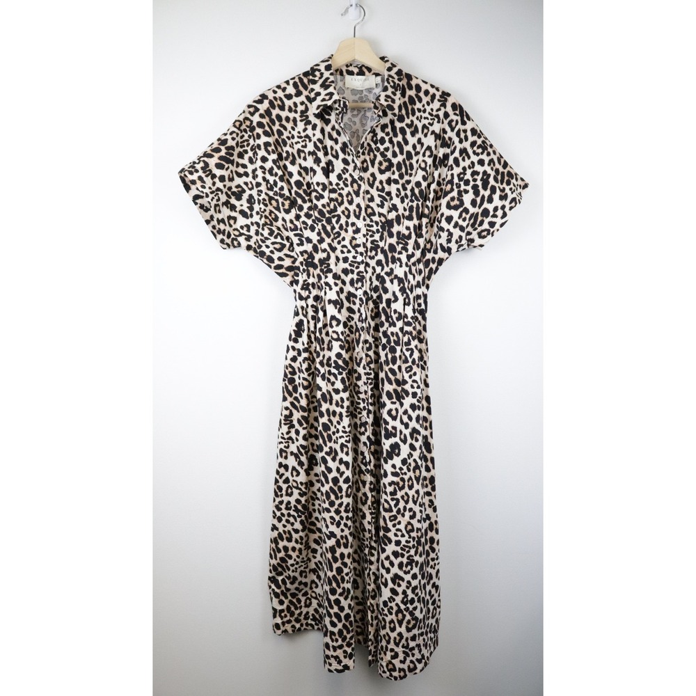 Anthropologie Exquise The Tobie Shirt Dress Small Leopard Print Shirtdress - Picture 2 of 12